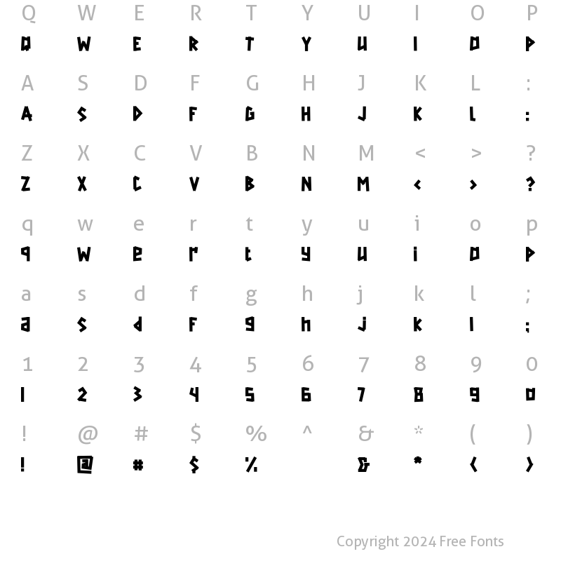 Character Map of Blacktape Regular