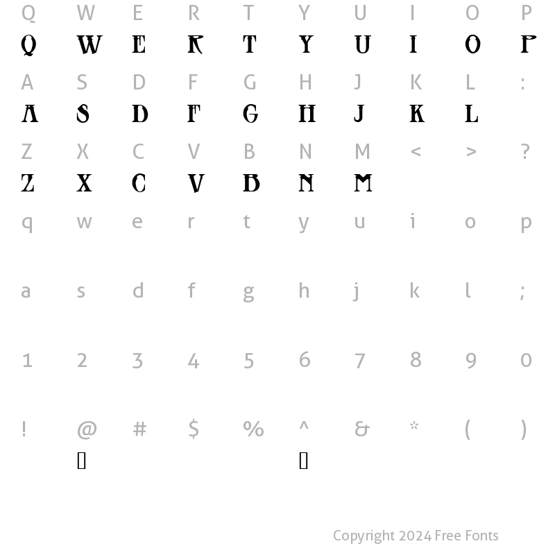 Character Map of Blackthorn Demo Regular