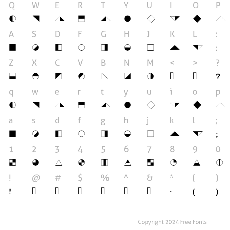 Character Map of Blackwhite Regular