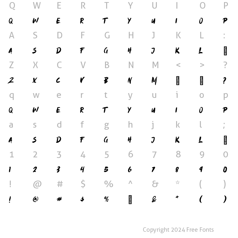 Character Map of Blackyard Regular