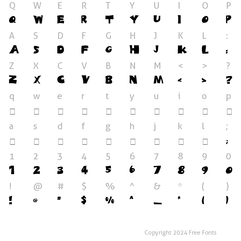 Character Map of BLADES bold