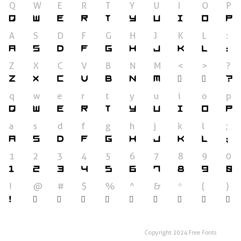 Character Map of Blades GF Free Regular