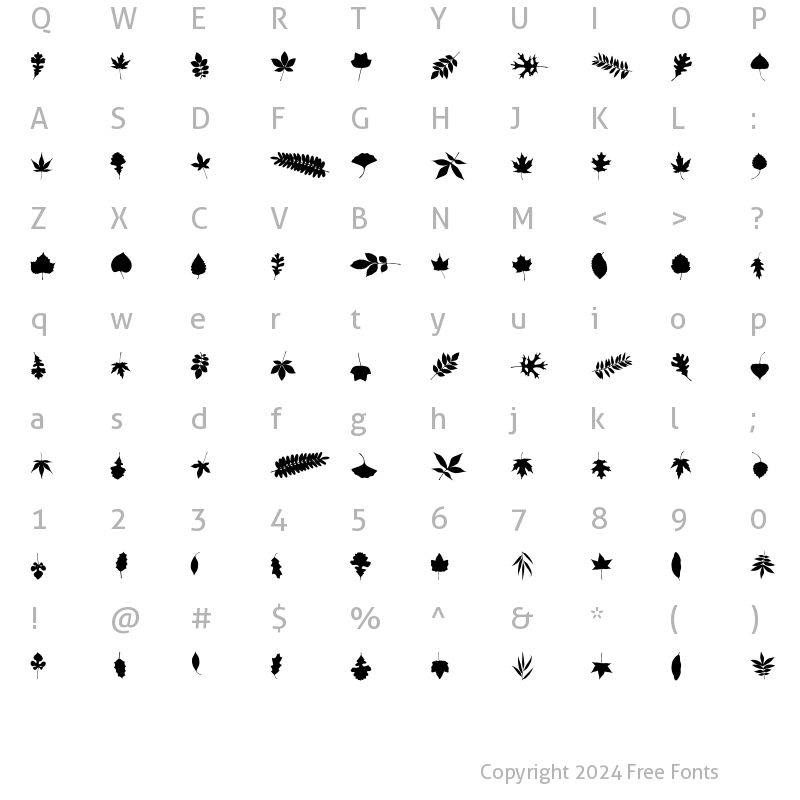 Character Map of Blaetter Regular