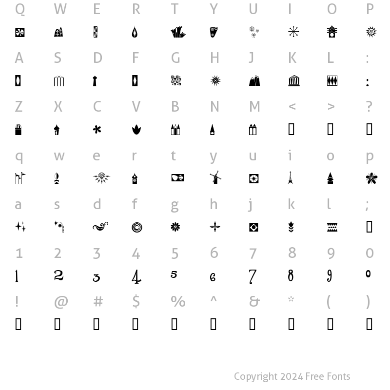 Character Map of Blairesque Happy Grams JF Regular