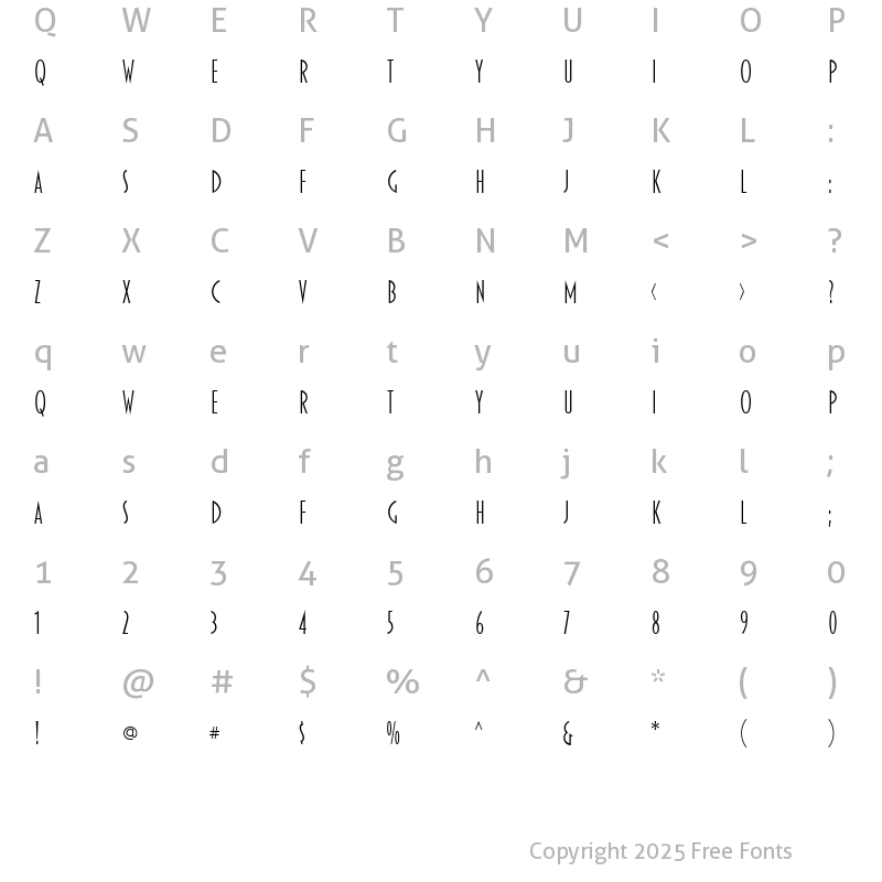 Character Map of Blakely Light