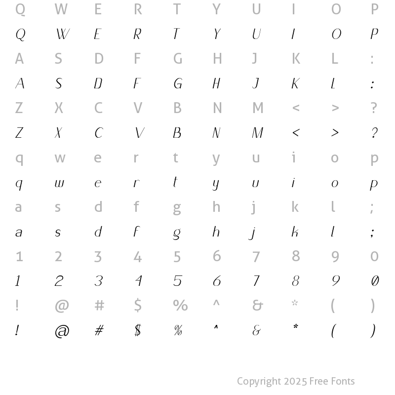 Character Map of Blambangan Italic