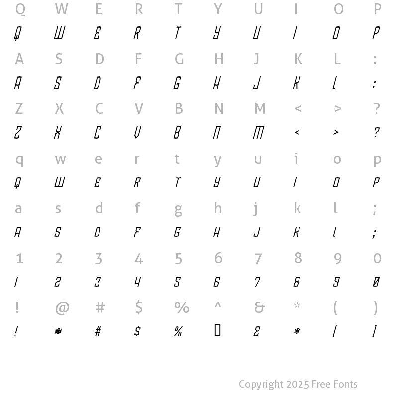 Character Map of BlamDude BB Italic