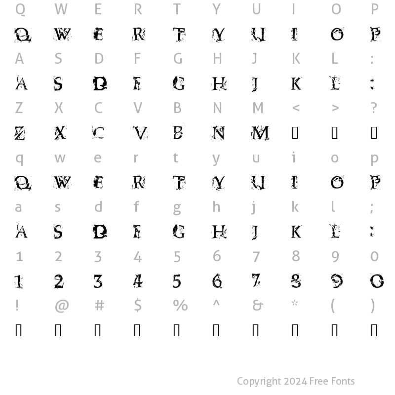 Character Map of Blasphemy Regular