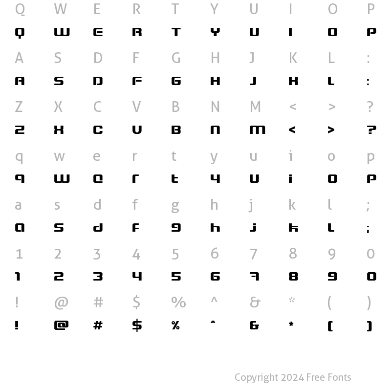 Character Map of Blaster Eternal Regular