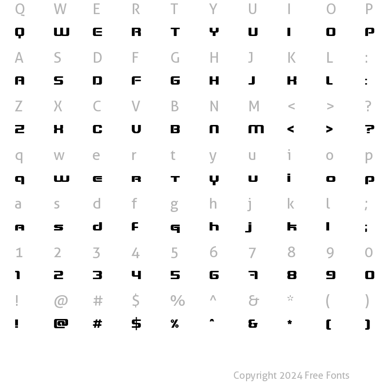 Character Map of Blaster Infinite Regular