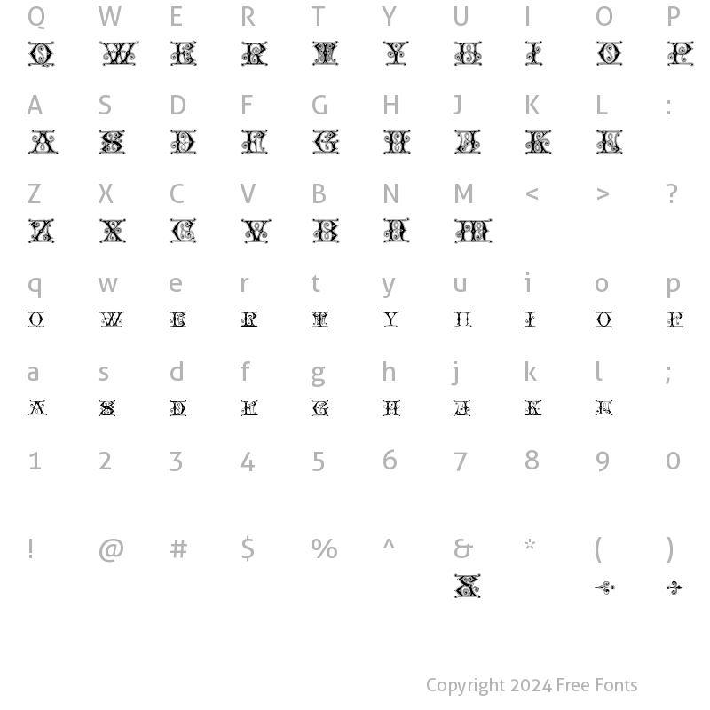 Character Map of Blavicke Capitals Semi-expanded Regular