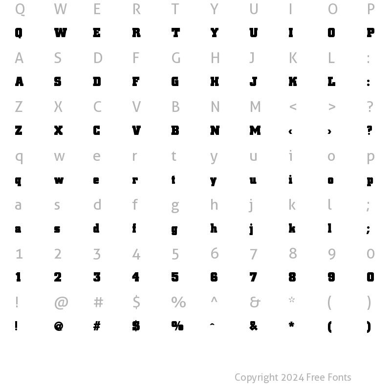 Character Map of BlaxSlabXXL Regular