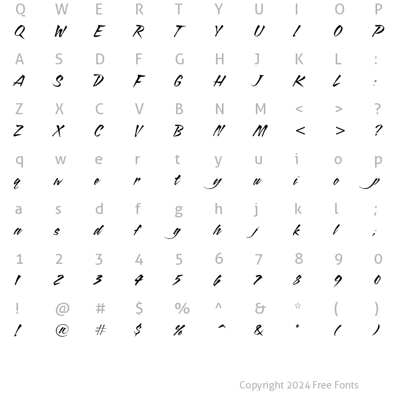 Character Map of Blaze ITC MediumItalic