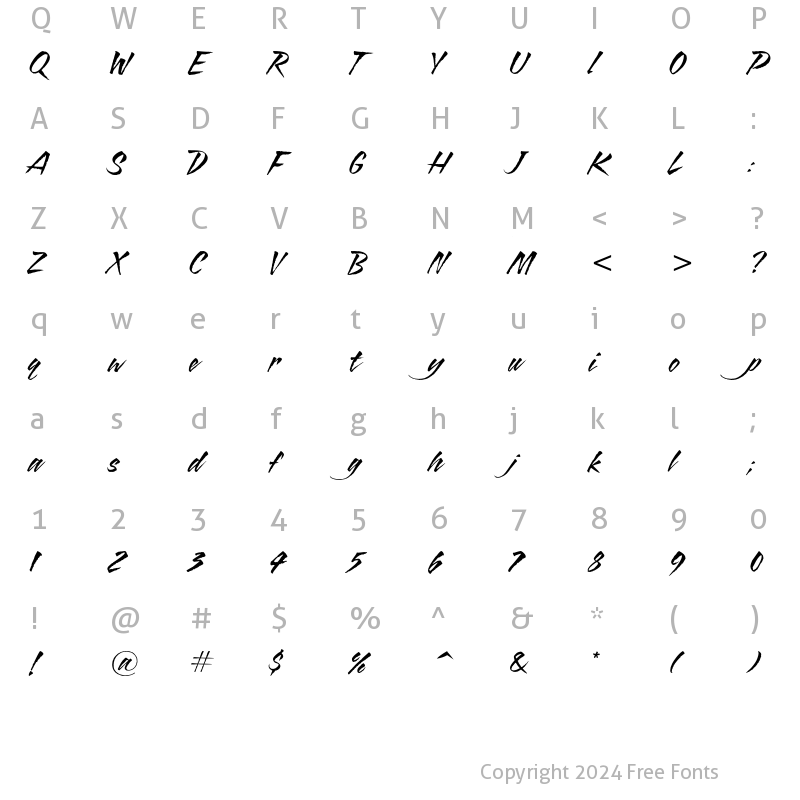 Character Map of Blaze ITC Std Regular