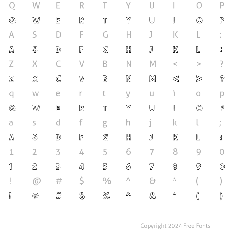 Character Map of BLAZING SUN Outline