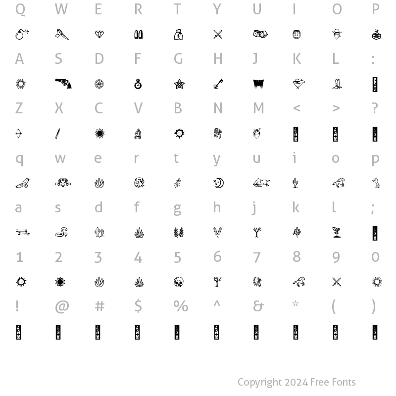 Character Map of BLAZING SUN PlusExtra