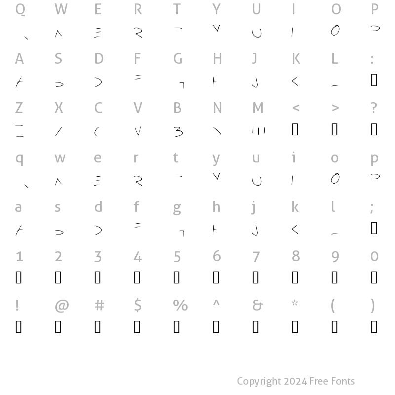 Character Map of Bleak Future Hand Regular