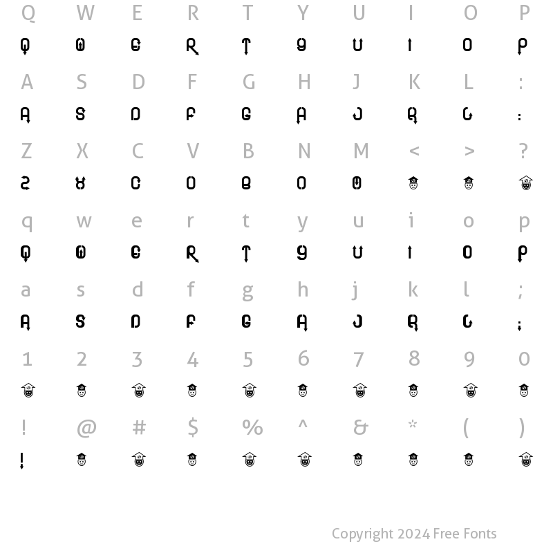 Character Map of Blee Regular