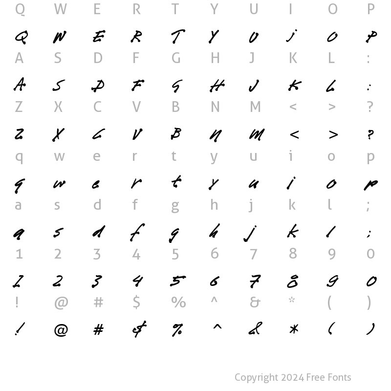 Character Map of Bleedblob BTN Regular