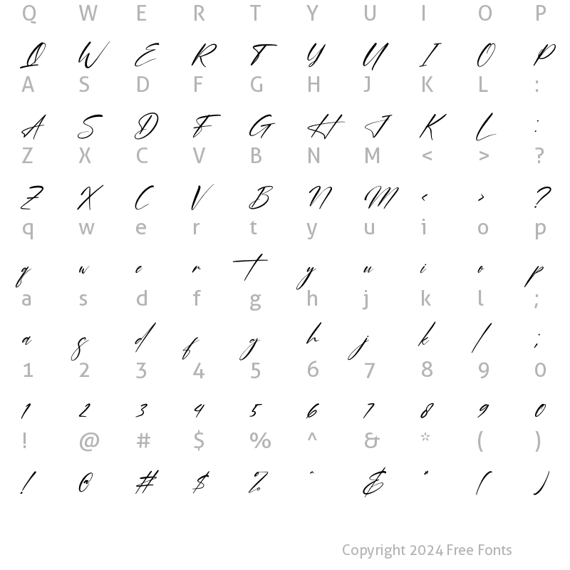 Character Map of Blendstera Italic