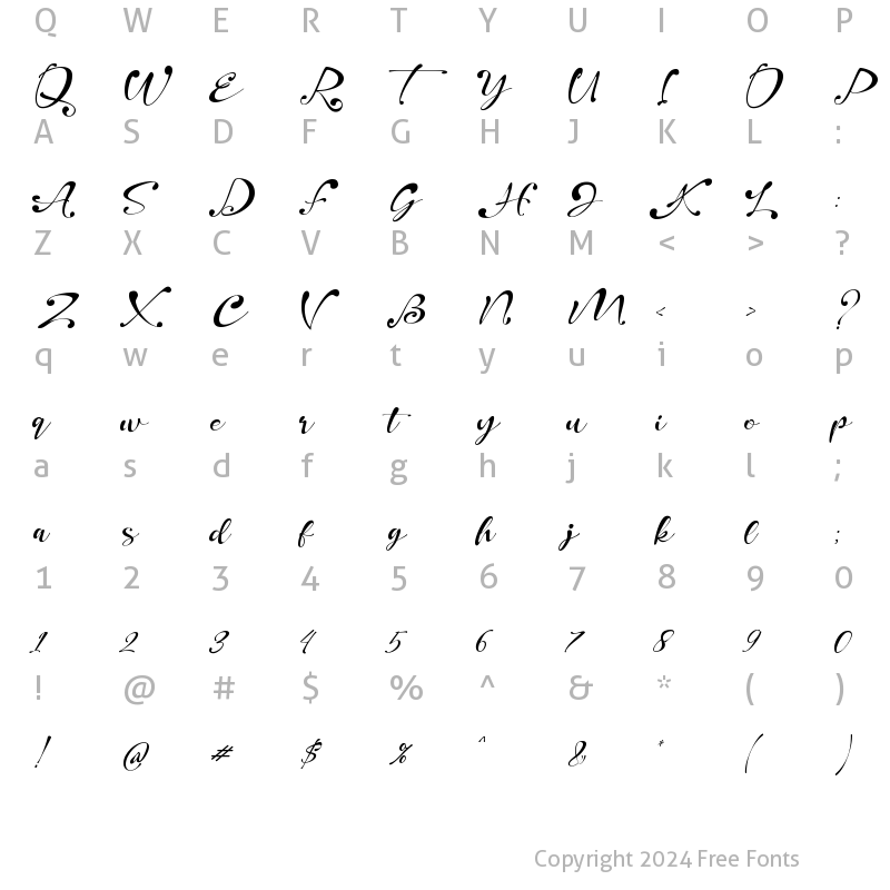 Character Map of Blesslove Regular