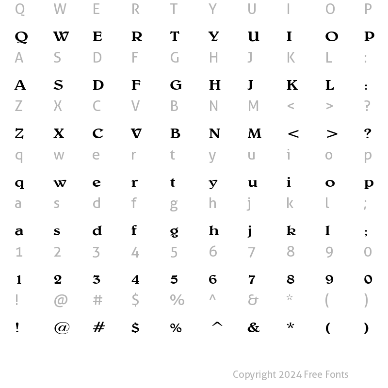 Character Map of Blew Wide Normal