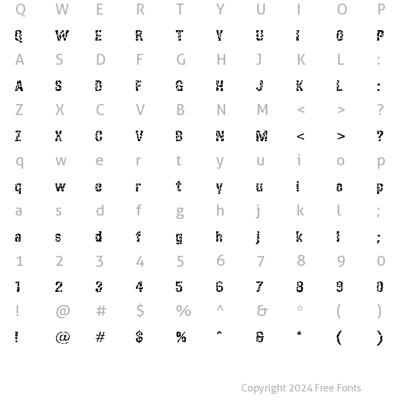 Character Map of Blind Faith Regular