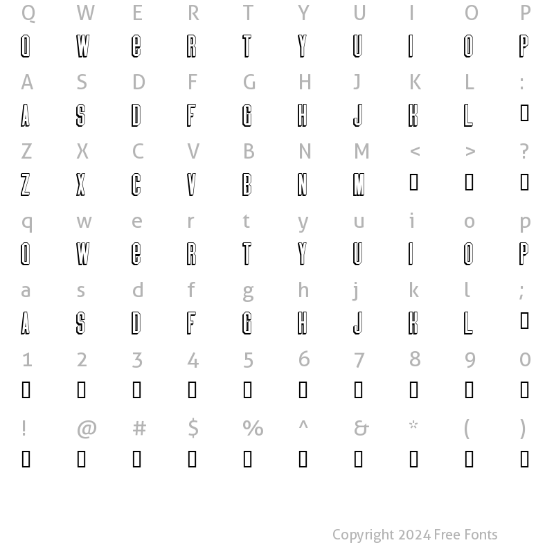 Character Map of BlindMelon Regular