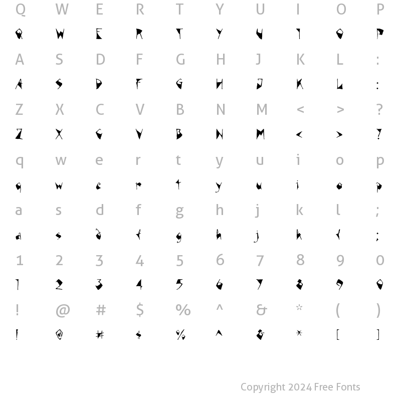 Character Map of Blink Regular