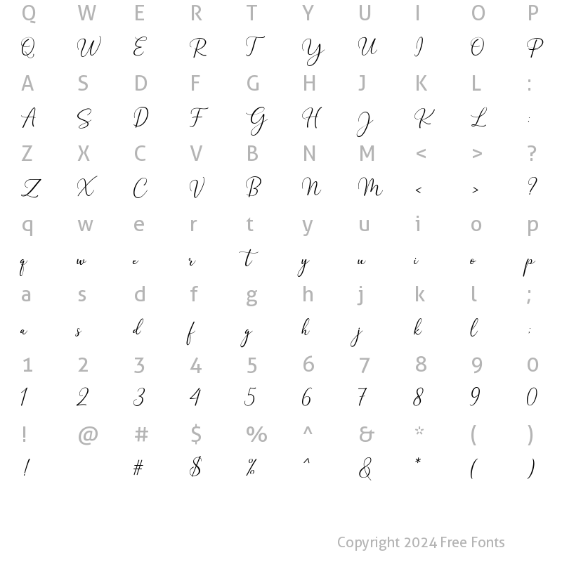 Character Map of Blinkstar Script Regular