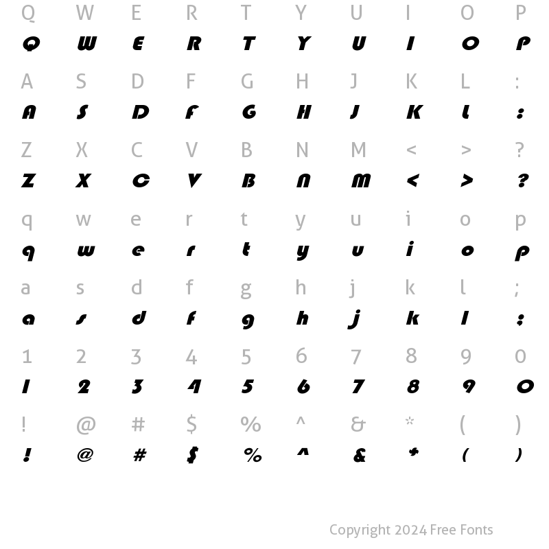 Character Map of BlippoExtObl-Heavy Regular