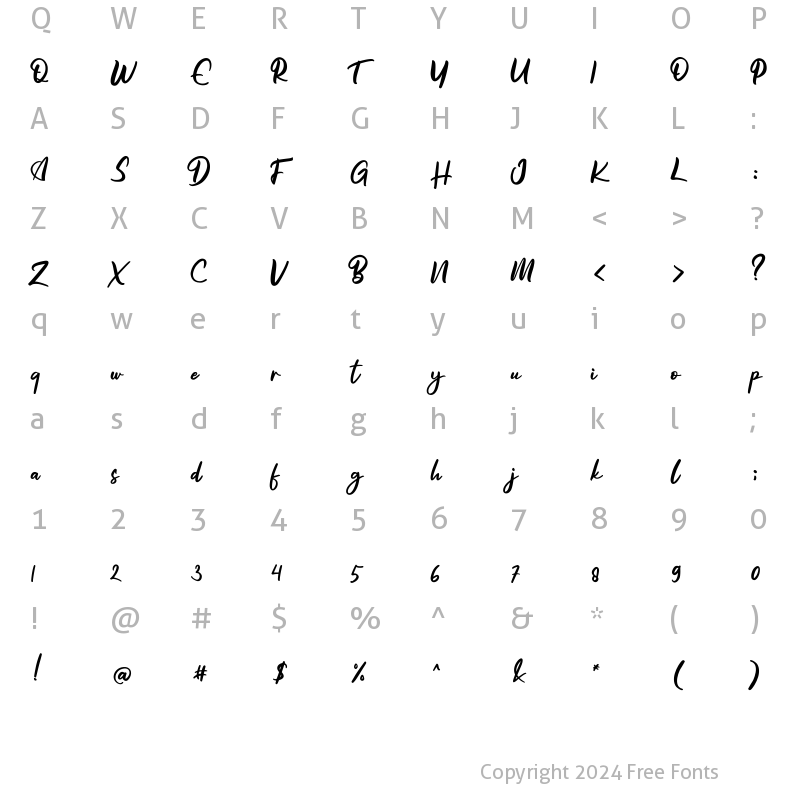 Character Map of Blisia Regular