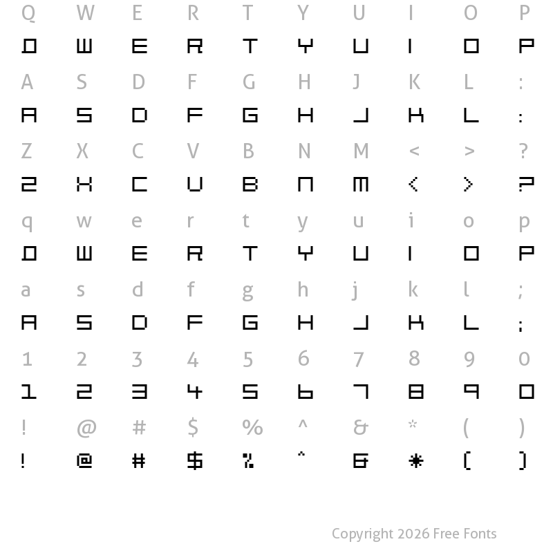 Character Map of Block Out 2097 Regular