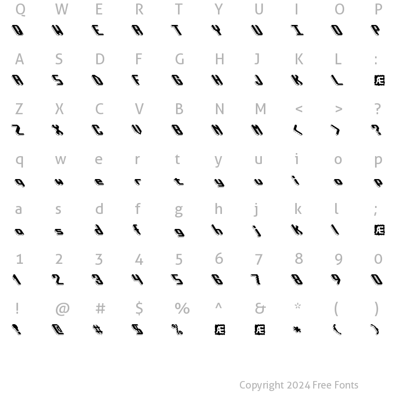 Character Map of Block Tilt BRK Regular