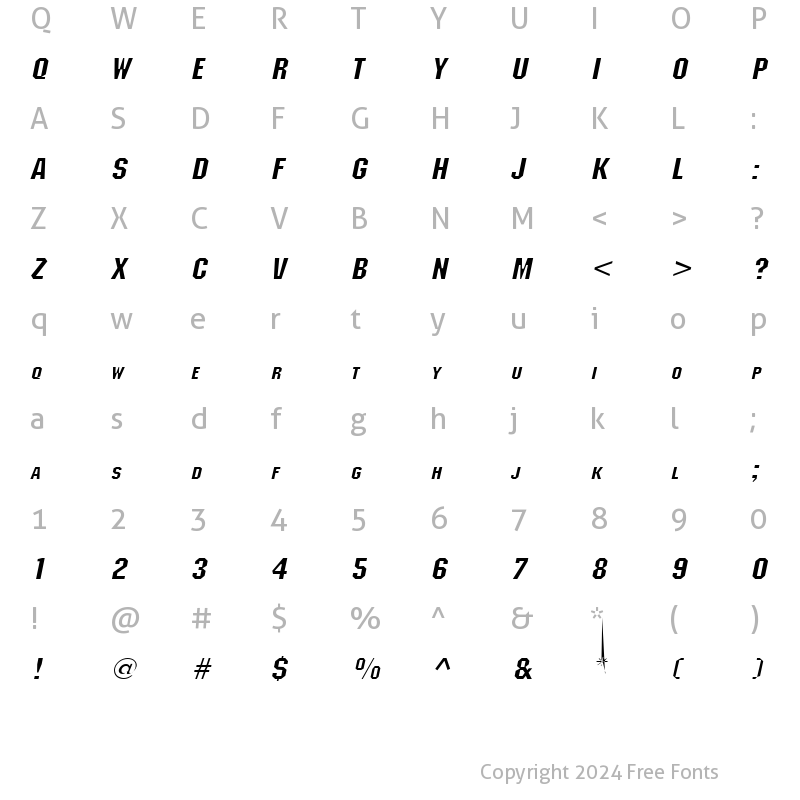 Character Map of Block Wide Italic