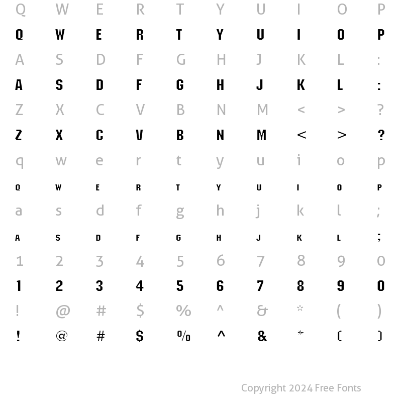 Character Map of Block Wide Normal