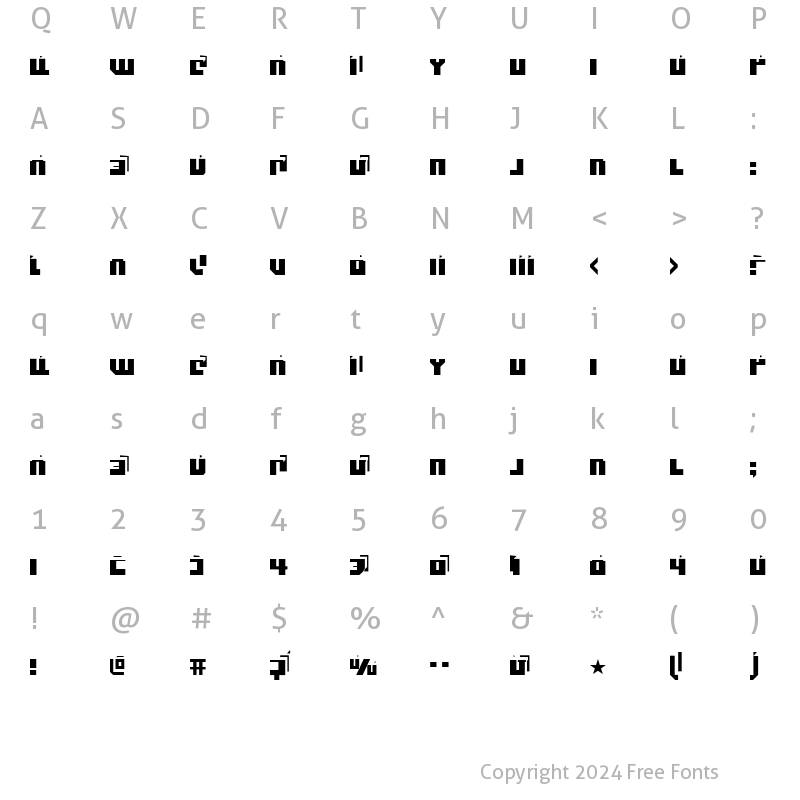 Character Map of BlockedFront Regular