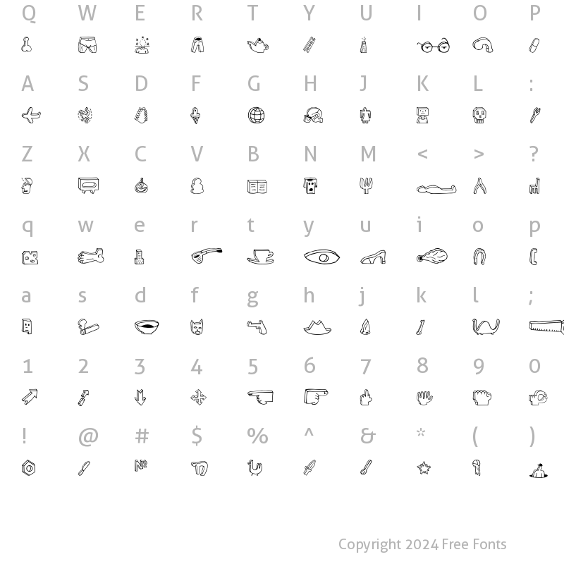 Character Map of Blockhead IllustPlain Regular