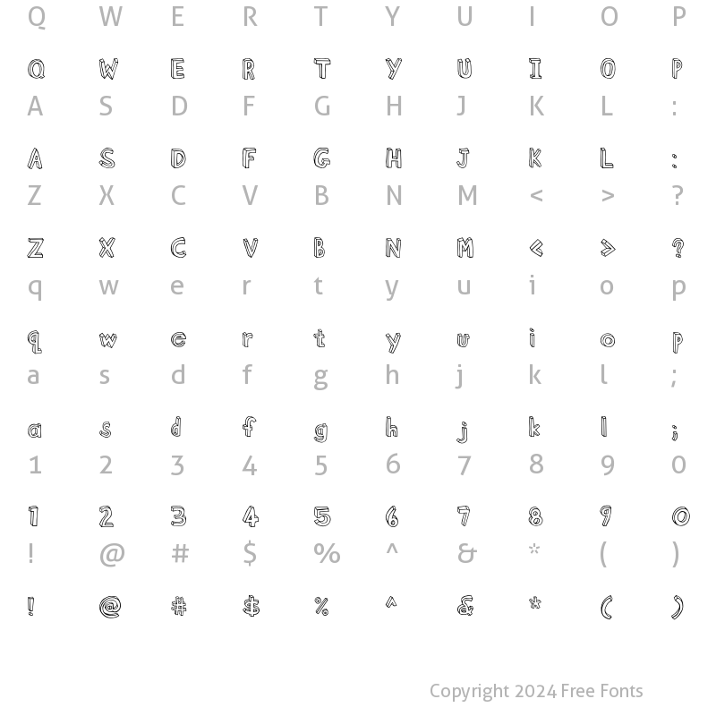 Character Map of Blockhead Plain Regular