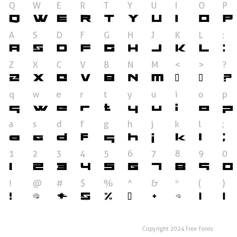 Character Map of Blockhead Regular