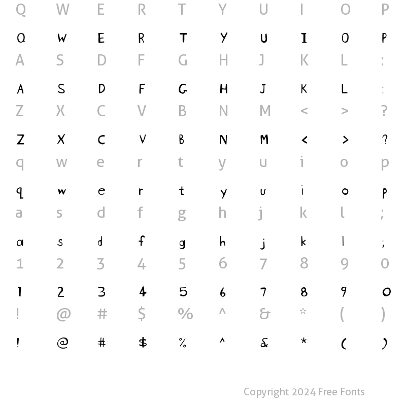 Character Map of Blockhead Unplugged Regular