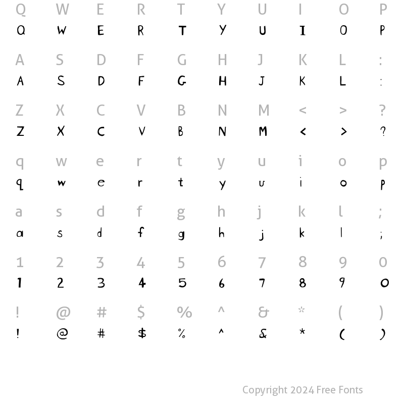 Character Map of BlockheadUnplugged Roman