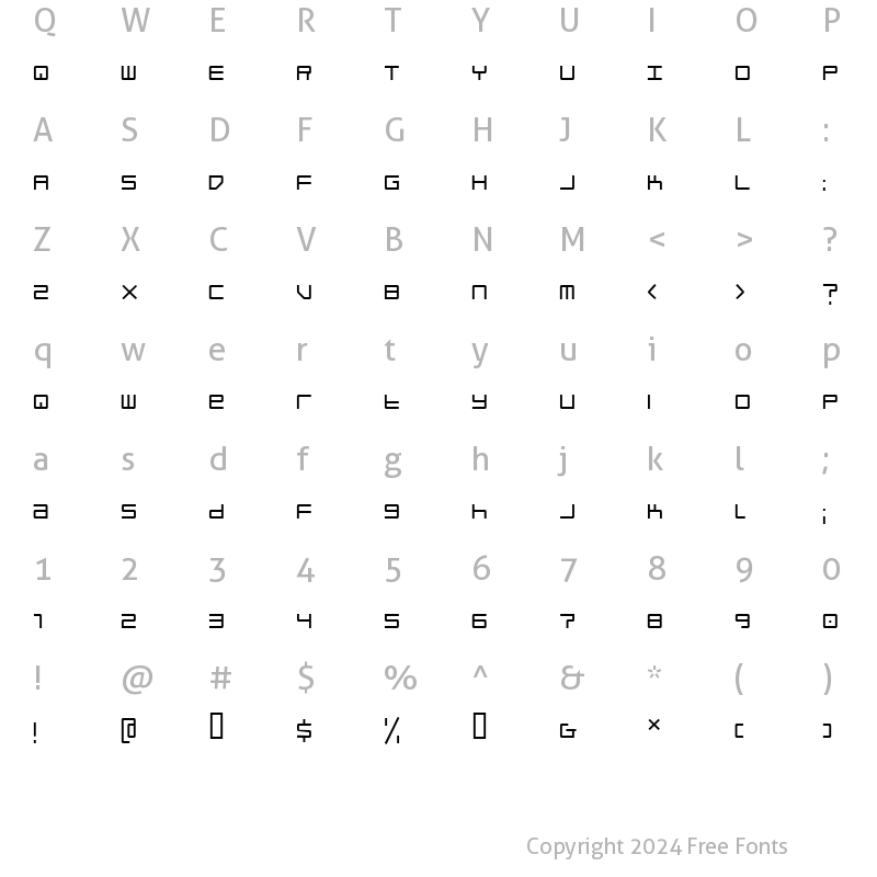 Character Map of blockit Thin