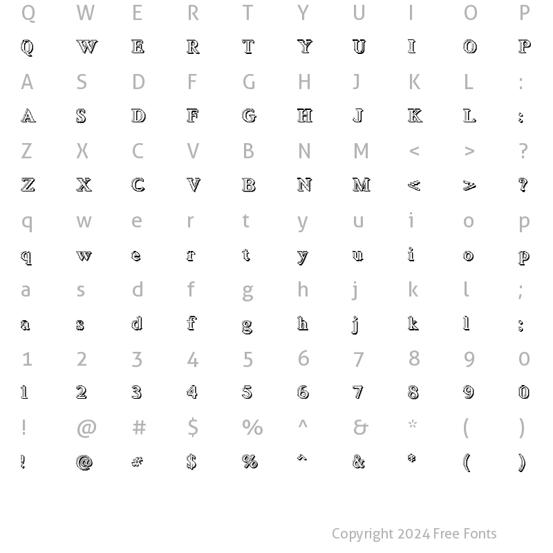 Character Map of Blockstepped 3D Regular