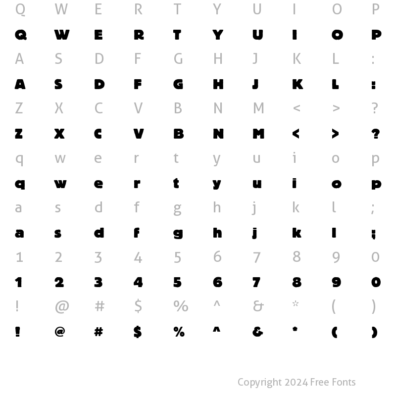 Character Map of BlockTHea Regular