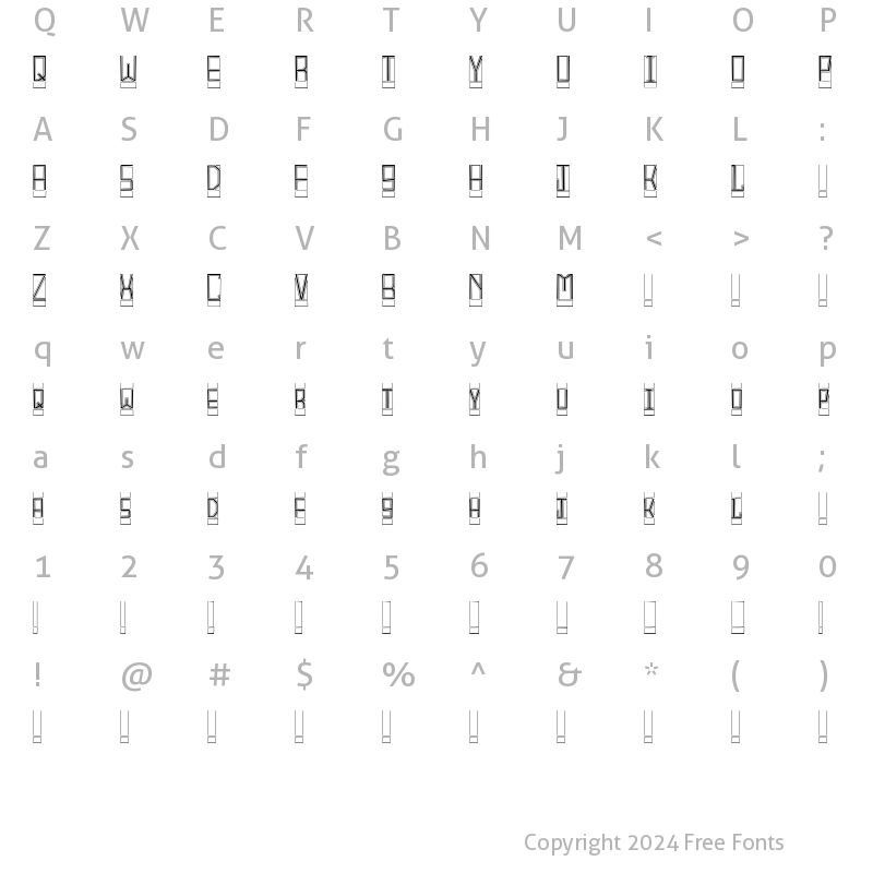 Character Map of BlockTitling Outline BlockTitling Outline