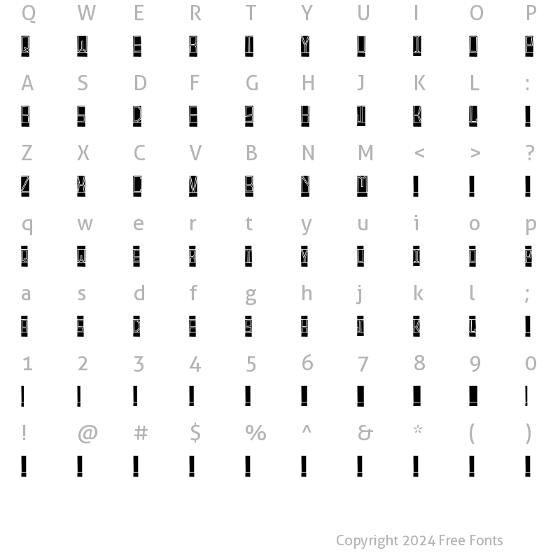 Character Map of BlockTitling Standard BlockTitling Standard