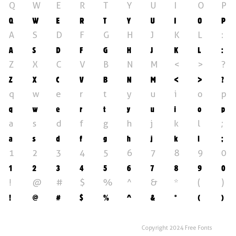 Character Map of BlockTRegCon Regular