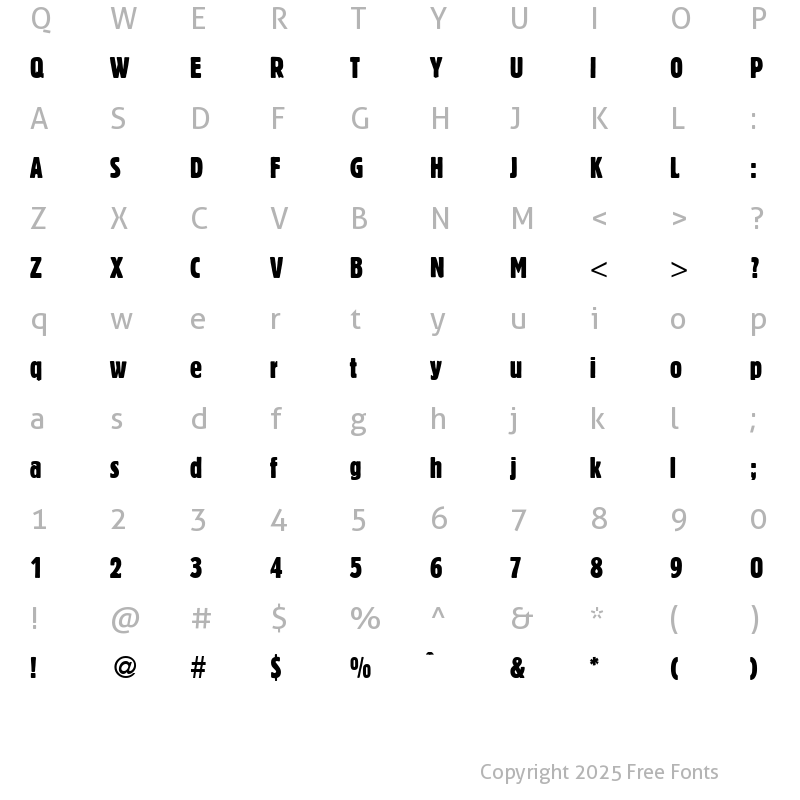 Character Map of BlofeldExtraCond Regular