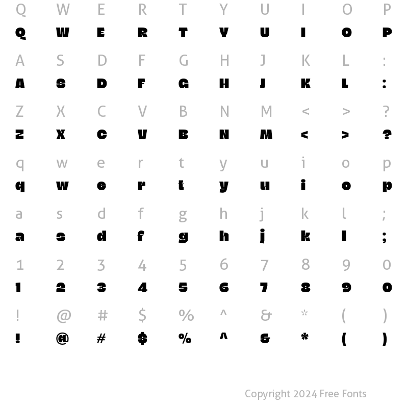 Character Map of Blogh Regular